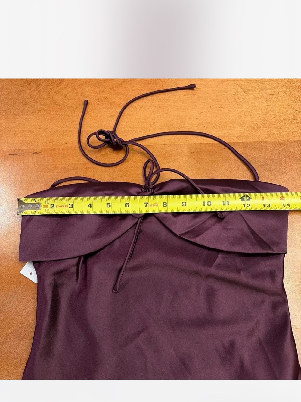 Satin Strapless Maxi Dress in Deep Plum - Picture 5 of 8